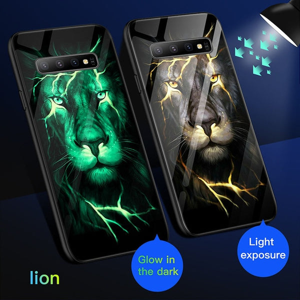 Luxury Luminous Tempered Glass Anti-knock Case For Samsung Galaxy S10 S9 Plus Note 9 10 Pro