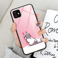 Cute Cartoon Animal Tempered Glass Case For iPhone 11 Pro iPhone 11 Pro Max