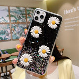 Transparent Bling Soft TPU Silicone 3D Flowers Glitter Case For iPhone 11 Series