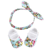 Soft Soled Girls baby Shoes Rhinestone Headband Set