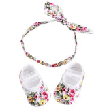 Soft Soled Girls baby Shoes Rhinestone Headband Set