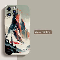 Wash Painting Mountains Rivers Scenery Soft Silicone Case For iPhone 15 14 13 series