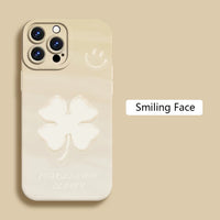 Simple Style Gradient Smile Face Shockproof Soft Bumper Case For iPhone 15 14 13 series