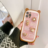 Love Cartoon Ear Bear Manual Stereo Phone Case iPhone 13 12 11 Series