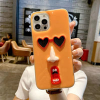 3D Quirky Face Silicone Case For iPhone 14 13 12 series