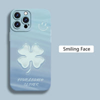 Simple Style Gradient Smile Face Shockproof Soft Bumper Case For iPhone 15 14 13 series