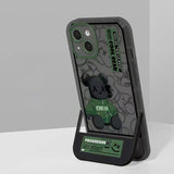 Fashion Bear Pattern Case With Invisible Holder For iPhone 14 13 12 series