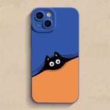 Cartoon Cat Dog Hide And Seek Shockproof Soft Silicone Case For iPhone 14 13 12 series