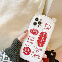 Love Cartoon Ear Bear Manual Stereo Phone Case iPhone 13 12 11 Series