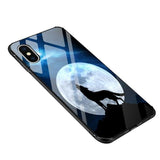 Cute cartoon tempered glass back Cover Case for iphone X