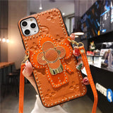 Leather Embossed Jewelled Diagonal Hanging Case for iPhone 12 11 Series