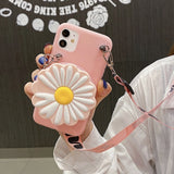 Cartoon Silicone Cat Unicorn Flower Case with Strap For iPhone 12 11 Series