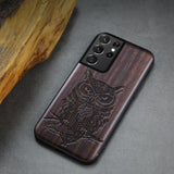 Black Ebony Wood 3D Carved Case For Samsung S21 Ultra Plus