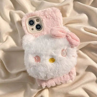 Cartoon Plush Christmas Kitty Soft Case For iPhone 15 14 13 12 series