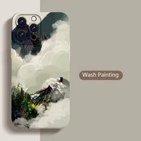 Wash Painting Mountains Rivers Scenery Soft Silicone Case For iPhone 15 14 13 series