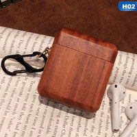 New Creatived Wooden Headset Protective Sleeve for Apple AirPods Case with Keychain