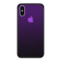 For iPhone X XS Max Gradient Color Tempered Glass Silicone Frame Case
