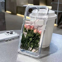 Luxury Shockproof Rose Flower Painting Soft Clear Case For iPhone 14 13 12 series