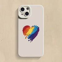 Watercolor Graffiti Love Heart Shockproof Soft Silicone Case For iPhone 15 14 13 series