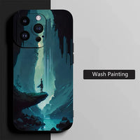 Wash Painting Mountains Rivers Scenery Soft Silicone Case For iPhone 15 14 13 series