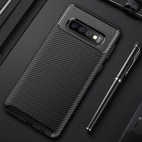 Carbon Fiber TPU Shockproof Case For Samsung Galaxy S10 S10 Plus S10e