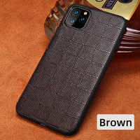 Genuine Lambskin Leather Square Grain Heavy Duty Protection Cases For iPhone 11 Pro Max X Series