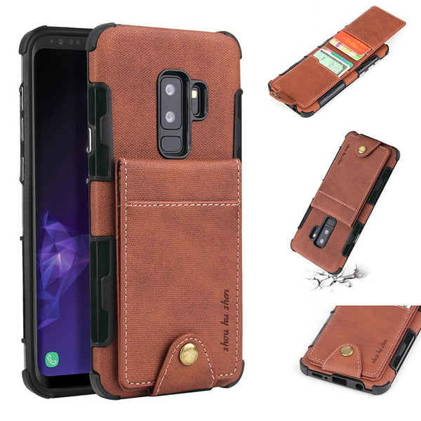 Card Holder Slots Leather Case For Galaxy S9 S9 Plus