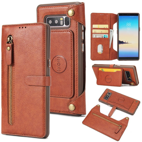 Zipper Leather Wallet Case For Samsung Galaxy Note 8