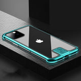 Rimless Metal Bumper Transparent Tempered Glass Case for iPhone 11 Pro Max XS XR XS Max