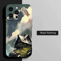 Wash Painting Mountains Rivers Scenery Soft Silicone Case For iPhone 15 14 13 series