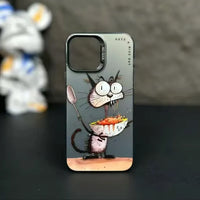 Cool Dog Cat Colored Cartoon Graffiti Case For iPhone 15 14 13 series