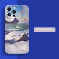 Wash Painting Mountains Rivers Scenery Soft Silicone Case For iPhone 15 14 13 series