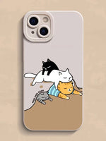 Cartoon Cat Dog Hide And Seek Shockproof Soft Silicone Case For iPhone 14 13 12 series