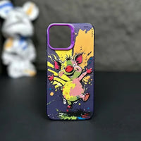 Cool Dog Cat Colored Cartoon Graffiti Case For iPhone 15 14 13 series