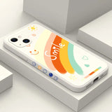 Cute Rainbow Smile Face Shockproof Soft Silicone Case For iPhone 14 13 12 series