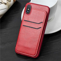 Only For iPhone X Anti Shock Magnet Buckle Card Pocket Holder
