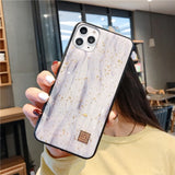 Gold Leaf Flowers & Leaves Silicone Shockproof Marble Phone Case For iPhone 12 11 Series