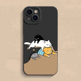 Cartoon Cat Dog Hide And Seek Shockproof Soft Silicone Case For iPhone 14 13 12 series