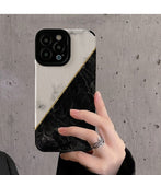 Black & White Marbling TPU Silicone Shockproof Case For iPhone 14 13 12 series