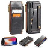 Detachable Leather wallet Case for iPhone X Zipper Pocket Credit Card Slots