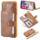 For iPhone X XR XS Max Flip Leather Wallet Phone Case with Handle