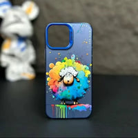 Cool Dog Cat Colored Cartoon Graffiti Case For iPhone 15 14 13 series