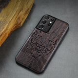 Black Ebony Wood 3D Carved Case For Samsung S21 Ultra Plus