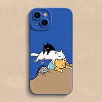 Cartoon Cat Dog Hide And Seek Shockproof Soft Silicone Case For iPhone 14 13 12 series