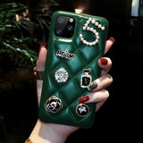 Leather Embossed Jewelled Diagonal Hanging Case for iPhone 12 11 Series