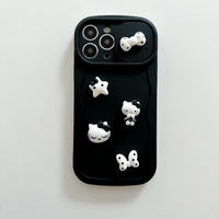 3D Hello Kitty Black Bow Sliding Lens Protection Cases For iPhone 14 13 12 series