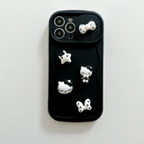 3D Hello Kitty Black Bow Sliding Lens Protection Cases For iPhone 14 13 12 series