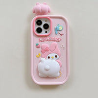 My Melody Lie Down Cute Pink Soft Silicone Case For iPhone 14 13 12 series