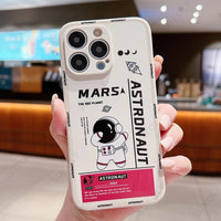 Cool Space Astronaut Mars Earth Cartoon Silicone Soft Case For iPhone 14 13 12 series