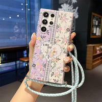 Luxury Cartoon Flower Crossbody Lanyard Case For Samsung Galaxy S22 series